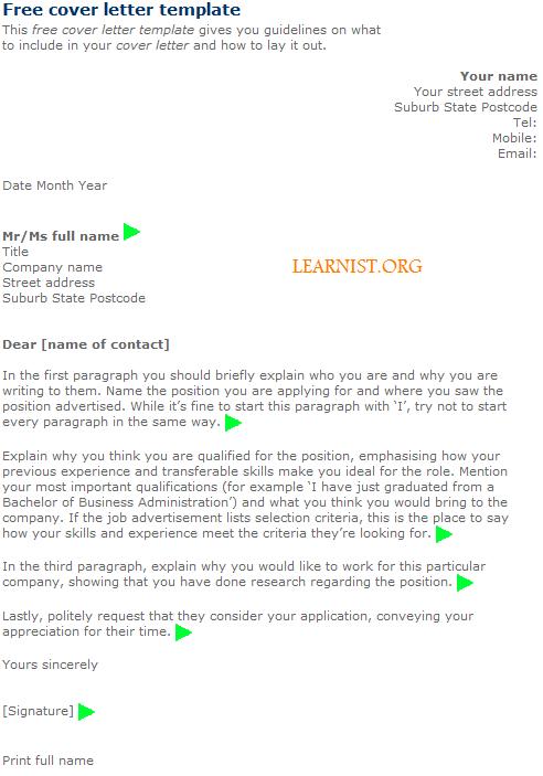 example of cover letter for job. Free Cover Letter Examples