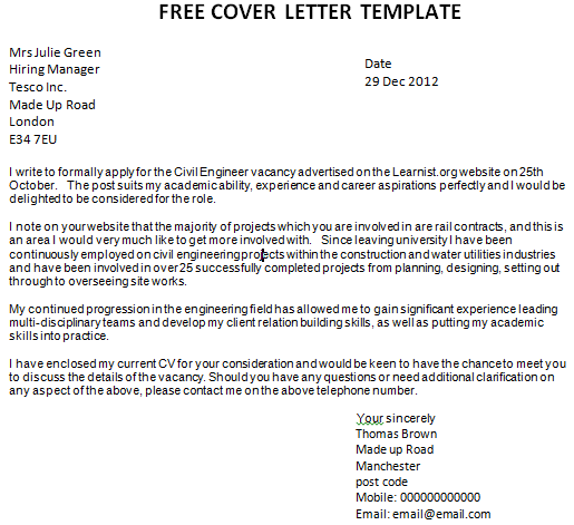 Proper cover letter format email