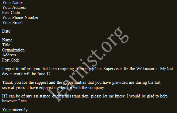 simpe resignation letter example with regret forums