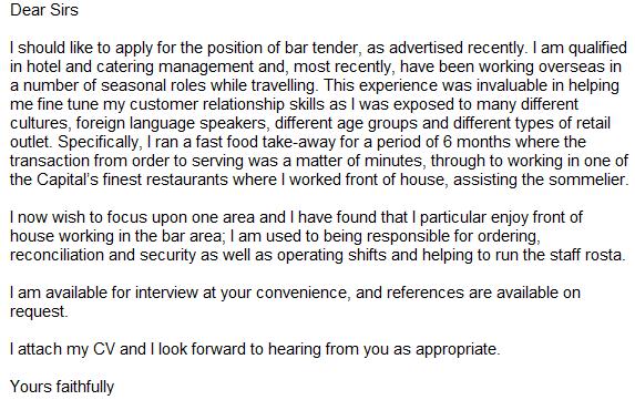 Cover letter for barista