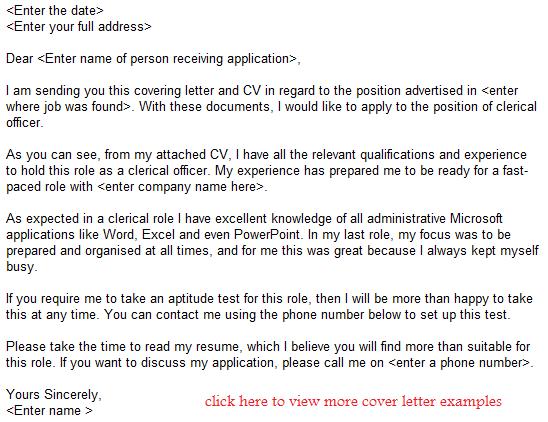 Cover letter for online job application
