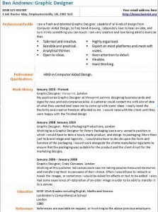 Graphic Design Cover Letter on Graphic Designer Cv Example 223x300 Graphic Designer Cv Example