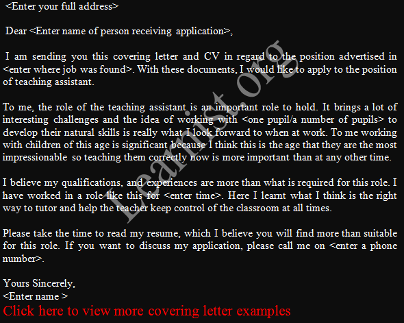 How to write letter of application for teaching job