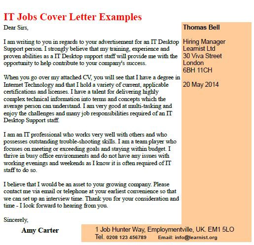 Cover letter it support technician