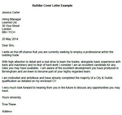 Cover Letter Example: Cover Letter Template Builder
