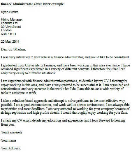 Covering letter for job application for administration jobs