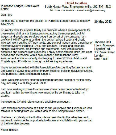 Example cover letter cv uk