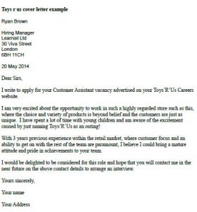 Cover letter as advertised on your website