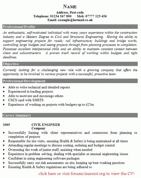 how to write an engineering cv