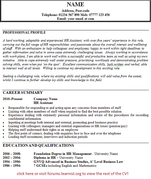 Human resource administrator cover letter