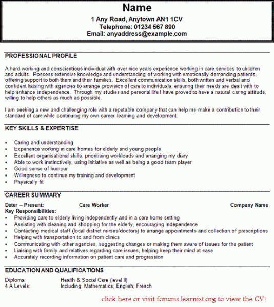 social work cv