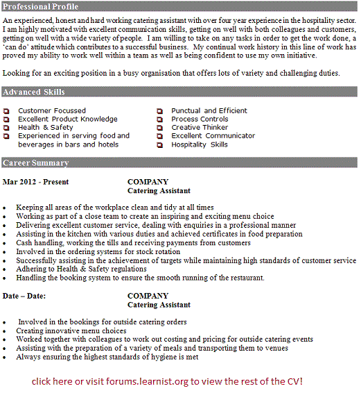 cv profile examples hospitality research proposal about