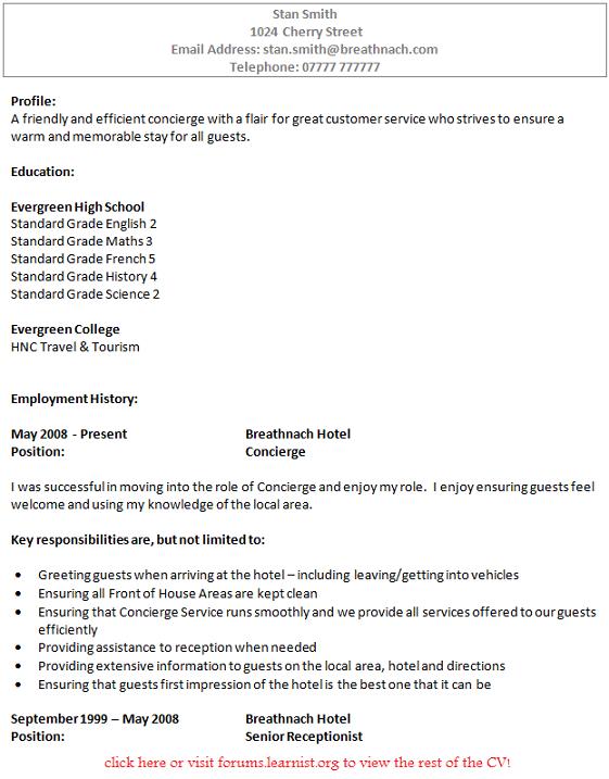 Front Desk Resume Job Description Hotel Front