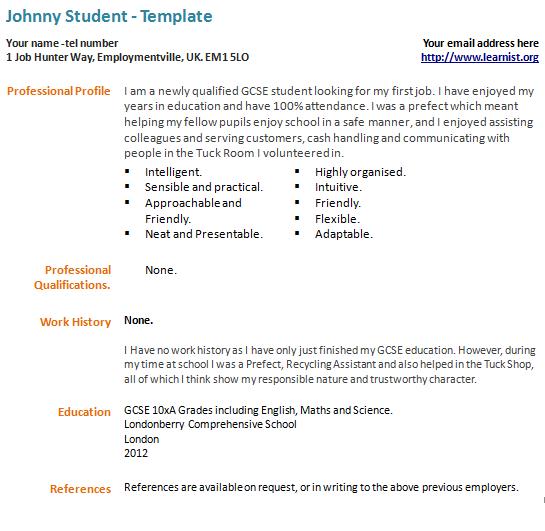 Free Cv Template First Job  Resume Templates First Job