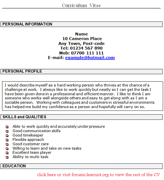 good personal statements for resumes