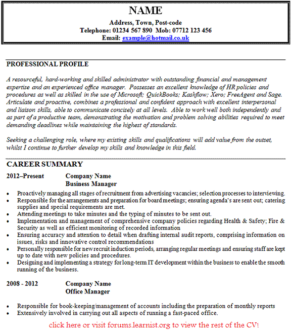 Sample resume office manager law firm