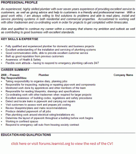 plumber resume