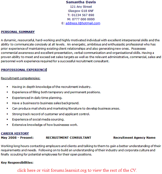 Consultant resume example