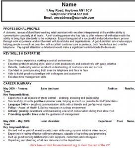 sales assistant cv example