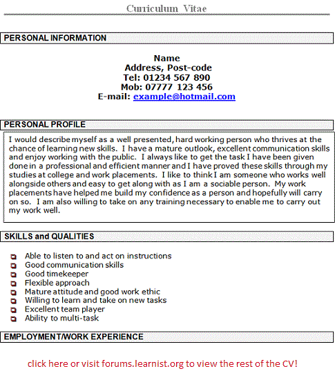 cv personal statement creator