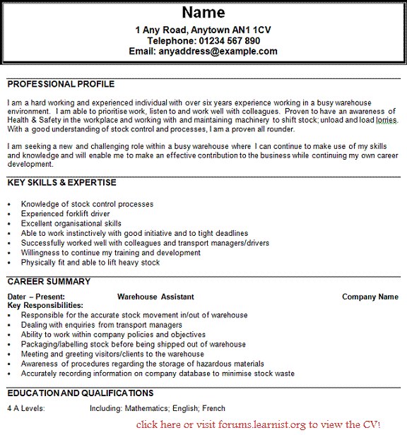 Sample resume key qualifications