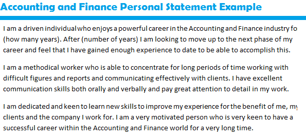 personal statement for finance resume