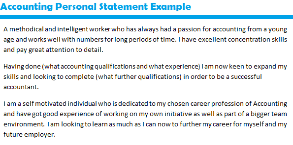 Cv personal statement sample