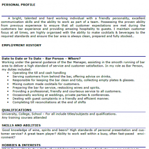bar person cv