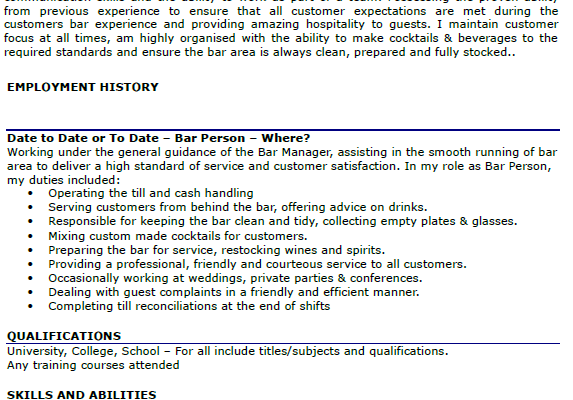 bar person cv