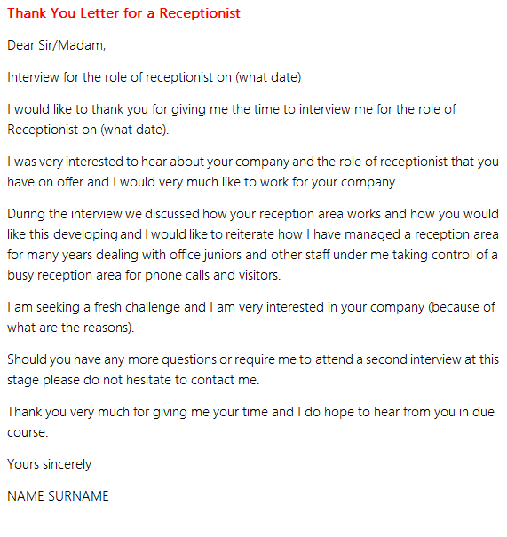 thank you letter for second interview