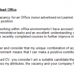 office junior cover letter example
