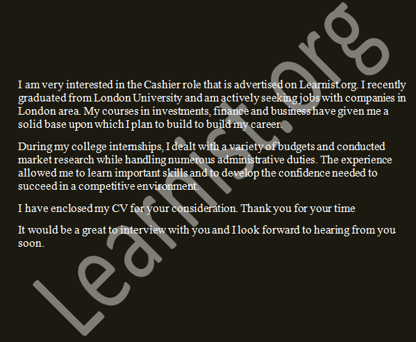 application letter cashier position