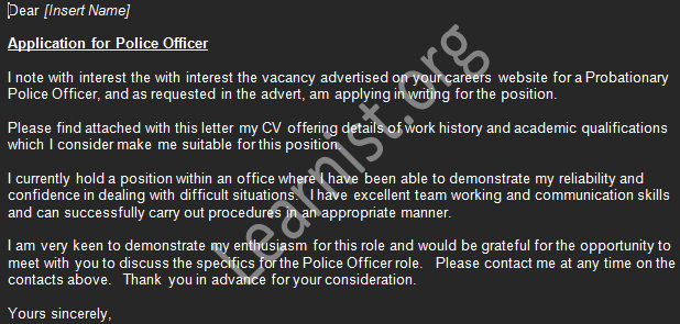 police officer cover letter example