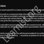 sale assistant job application cover letter example