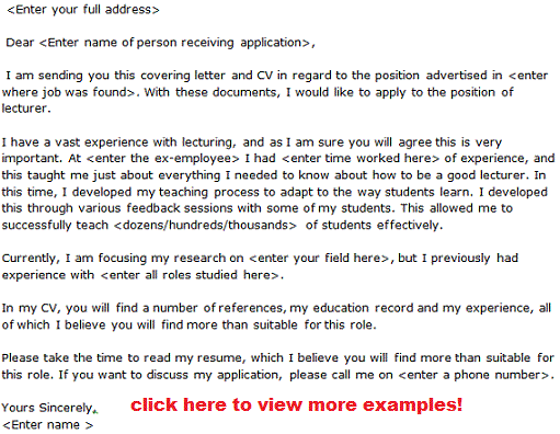 Lecturer Job Application Letter Examples Learnist Org