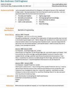 civil engineer cv example