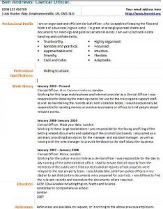 clerical officer cv example 