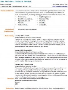 financial advisor cv example