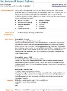 it support engineer cv example