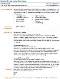 legal secretary cv example