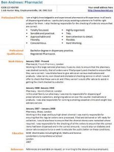 pharmacist cv example