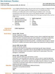 plumber cv example