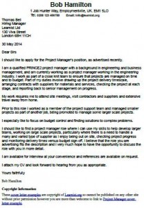 project manager cover letter example