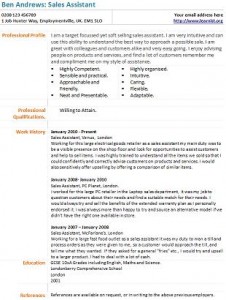 sales assistant cv example