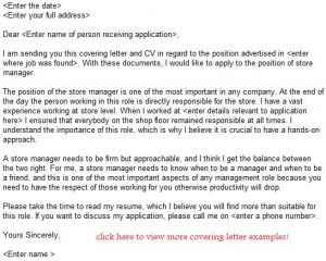 application letter to work in shoprite
