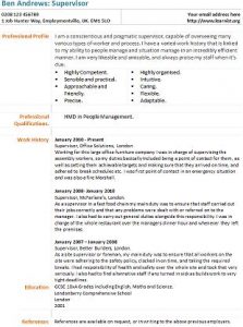 supervisor cv example