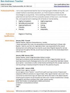 teacher cv example