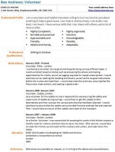 volunteer cv example