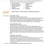 web developer cv example