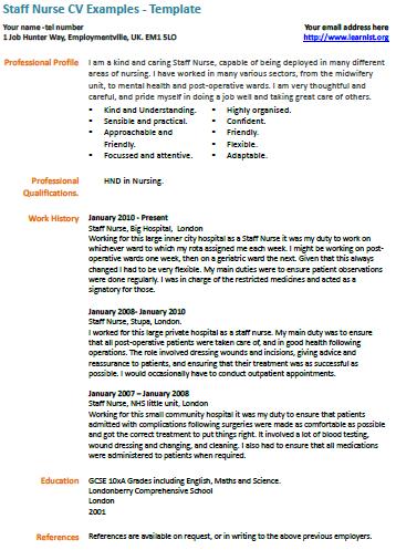Staff Nurse CV Example - Learnist.org Staff Nurse CV Example - Learnist.org